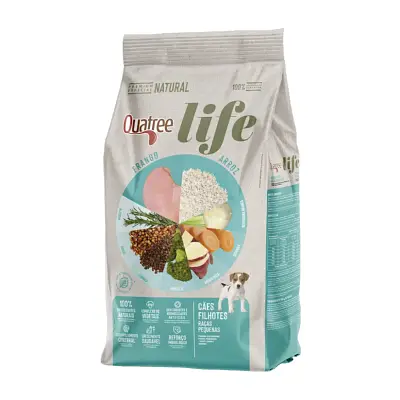 Ração Quatree Life Cães Filhotes Raças Pequenas Frango e Arroz 20kg