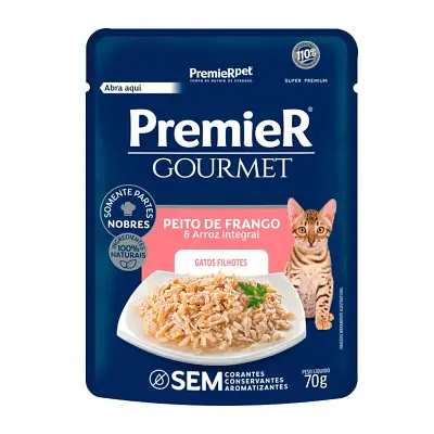 Ração Premier Gatos Sachê Gourmet Filhote Frango 70g