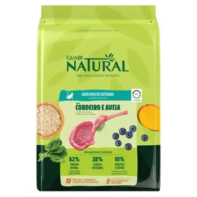Ração Guabi Natural Gatos Castrados Cordeiro e Aveia 7,5kg