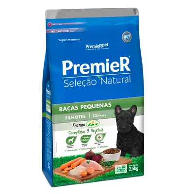 Ração Premier Seleção Natural Cães Filhotes Raças Pequenas Frango 2,5kg