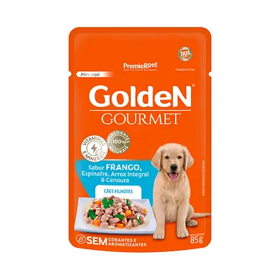 Ração Úmida Premier Golden gourmet Cães Filhotes Frango Sachê 85g