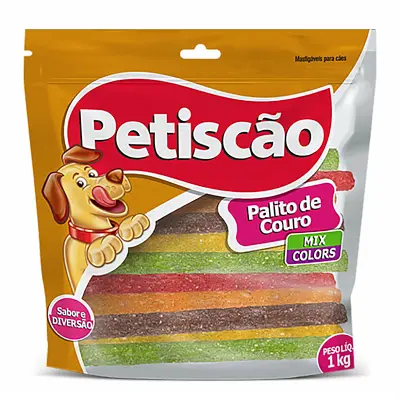 Osso Cães Petiscão Palito de Couro Colorido Misto 1kg