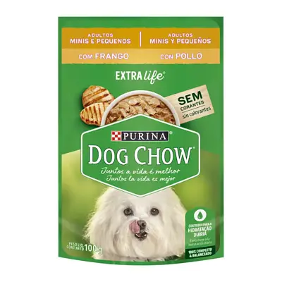 Ração Úmida Nestle Purina Dog Chow Adultos Raças Minis e Pequenas Frango Sachê 100g