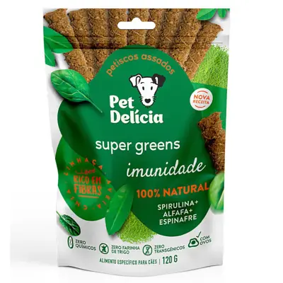 Petisco Natural Pet Delícia Sticks Super Greens Alfafa, Spirulina e Espinafre 120g