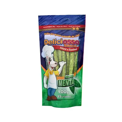 Osso Cães Deliciosso Palito Menta 100g