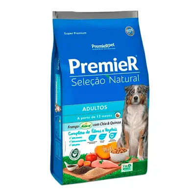 Ração Premier Seleção Natural Cães Adultos Frango Com Chia E Quinoa 12kg