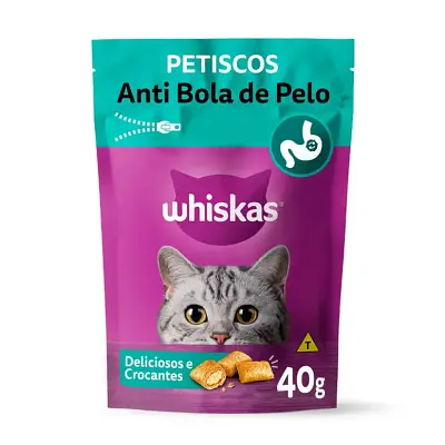 Petisco Whiskas Gatos Temptations Adultos Anti Bola de Pelos 40g