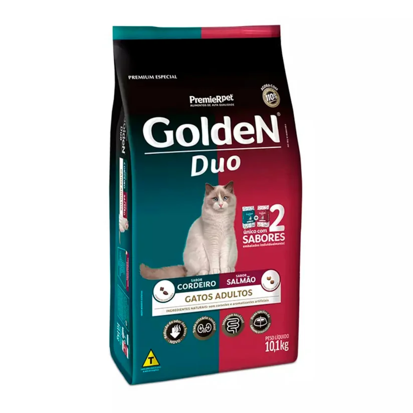 Ração Golden Gatos Adultos Duo Cordeiro e Salmão 10,1kg