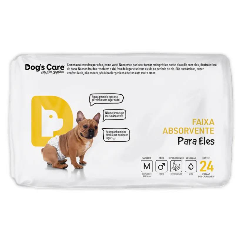 Fralda Higiênica M para Machos Dogs Care 24 Unidades