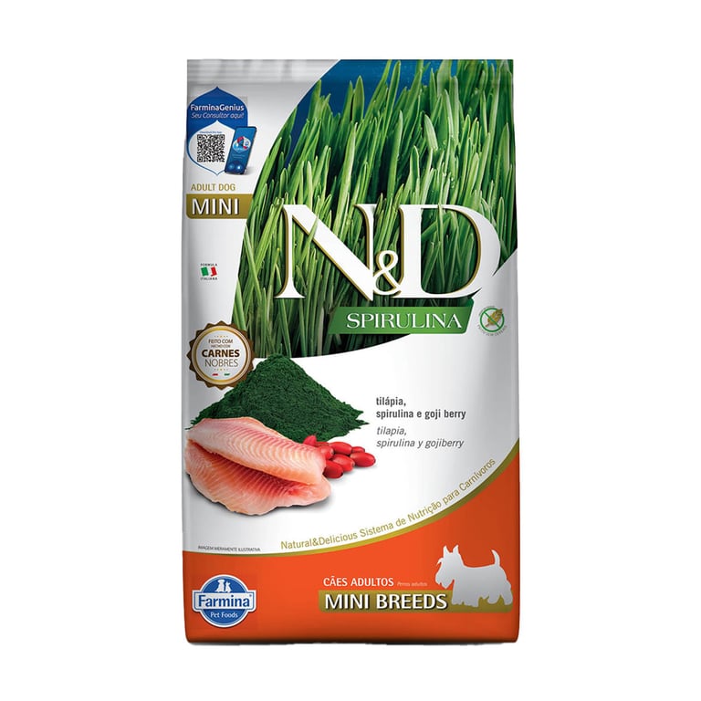 Ração ND Spirulina Para Cães Adultos Mini Tilapia 7kg