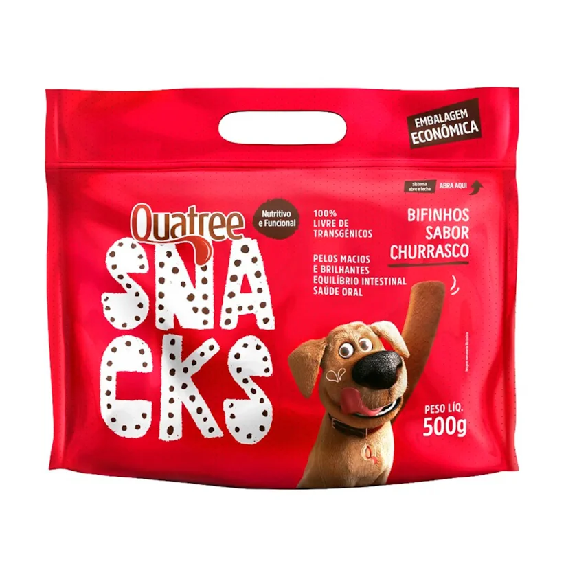 Snack Quatree Bifinho Para Cães Sabor Churrasco - 500g