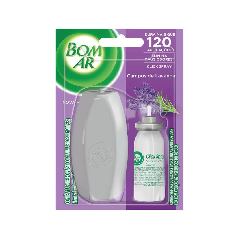 Aromatizador Bom Ar Click Spray Campos de Lavanda + Refil 12ml