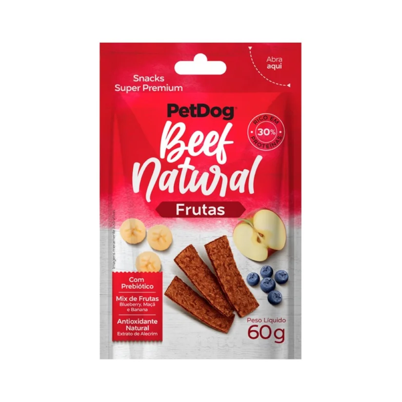 Bifinho para Cães PetDog Beef Natural Frutas 60g