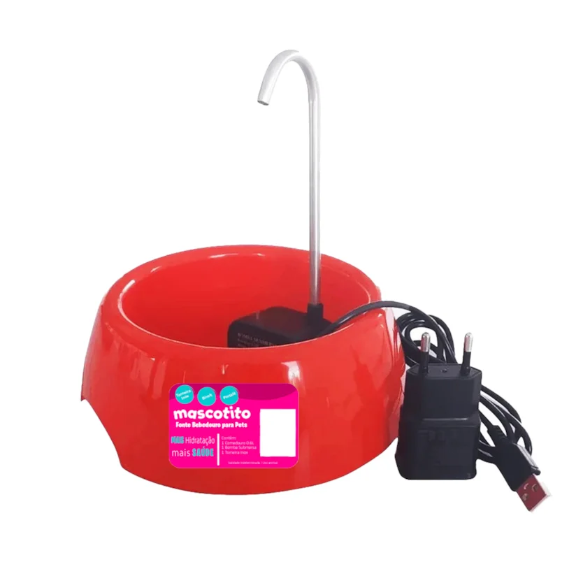 Fonte Bebedouro Mascotito Bivolt Vermelho 600ml