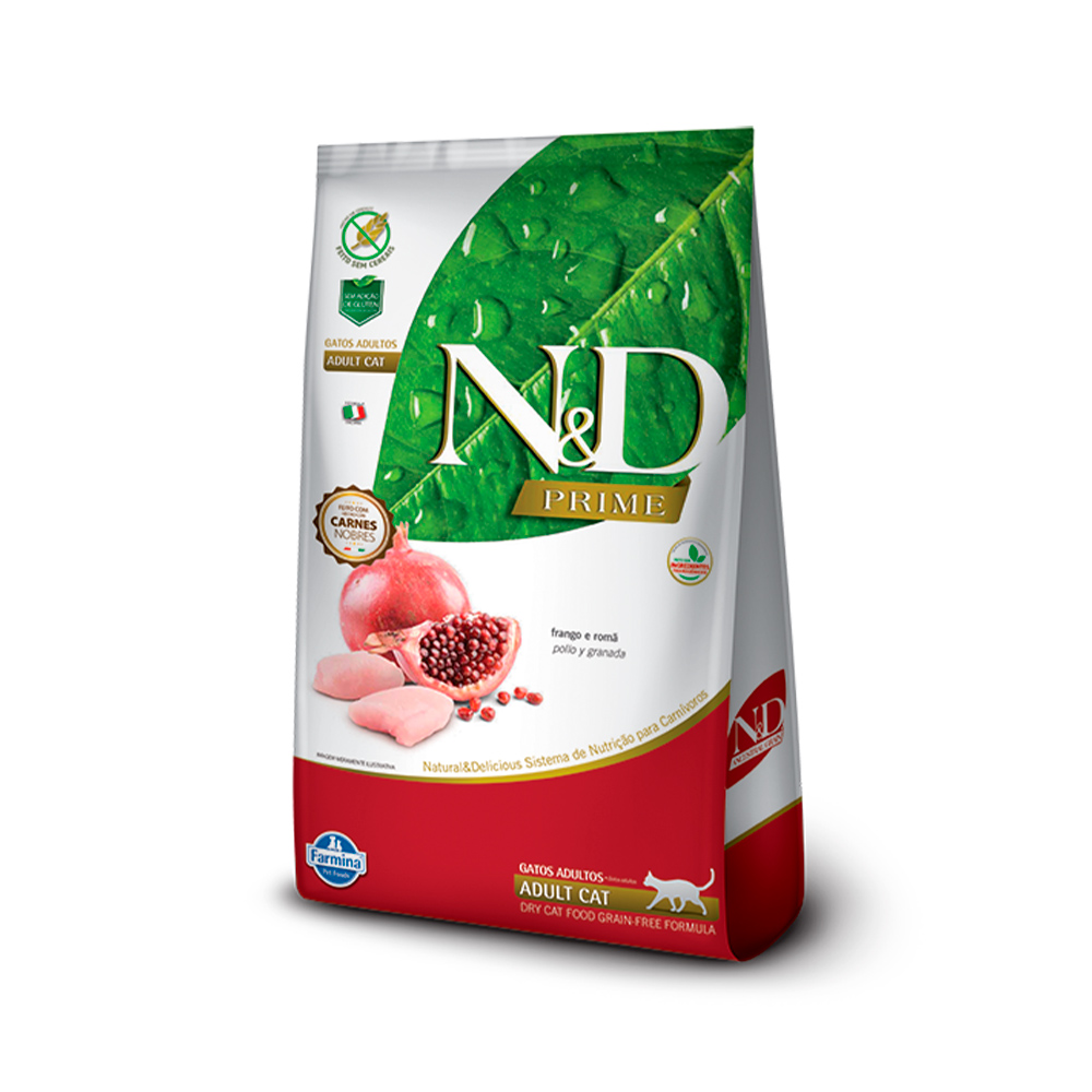 Ração N&D Gatos Adultos Farmina Prime Sabor Frango e Romã