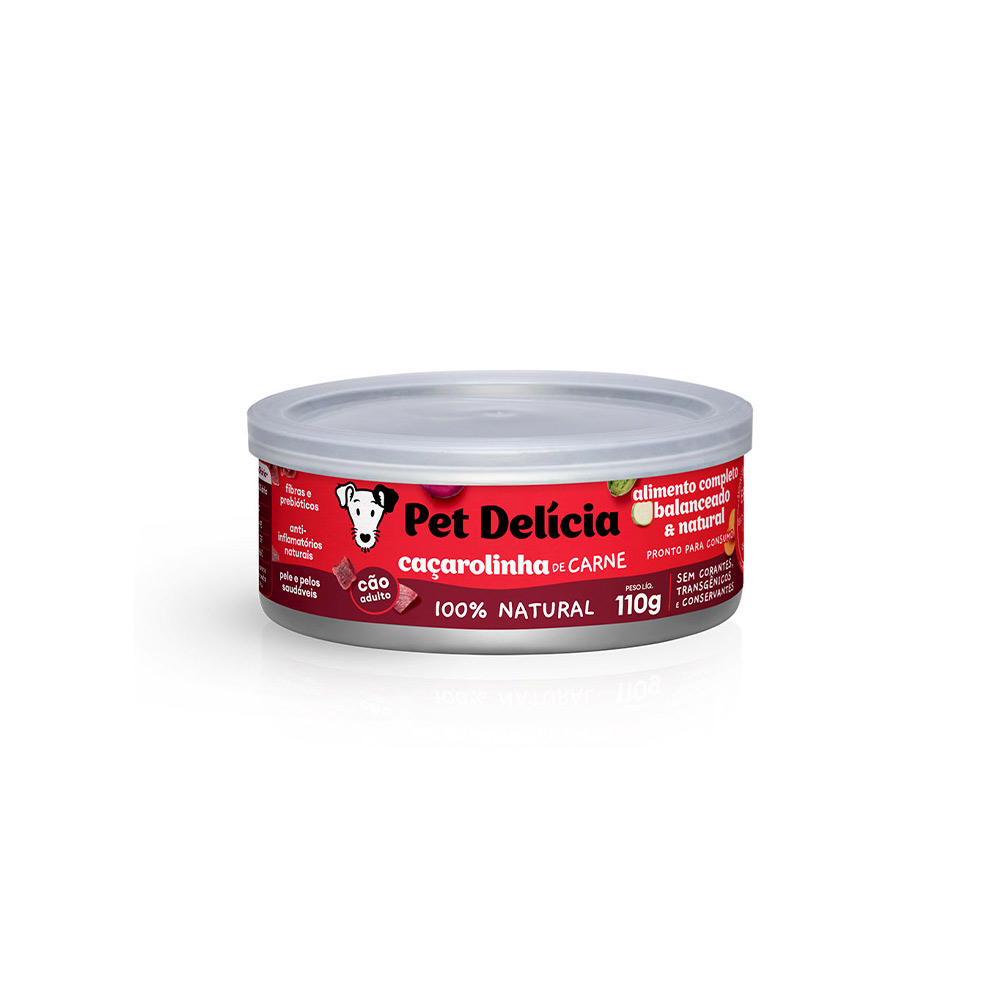 Ração Úmida Natural Pet Delícia Caçarolinha de Carne para Cães