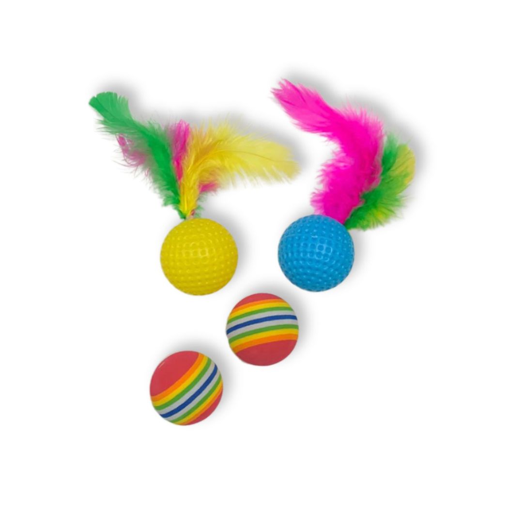 Brinquedo Chalesco Kit Bolas Colorido para Gatos