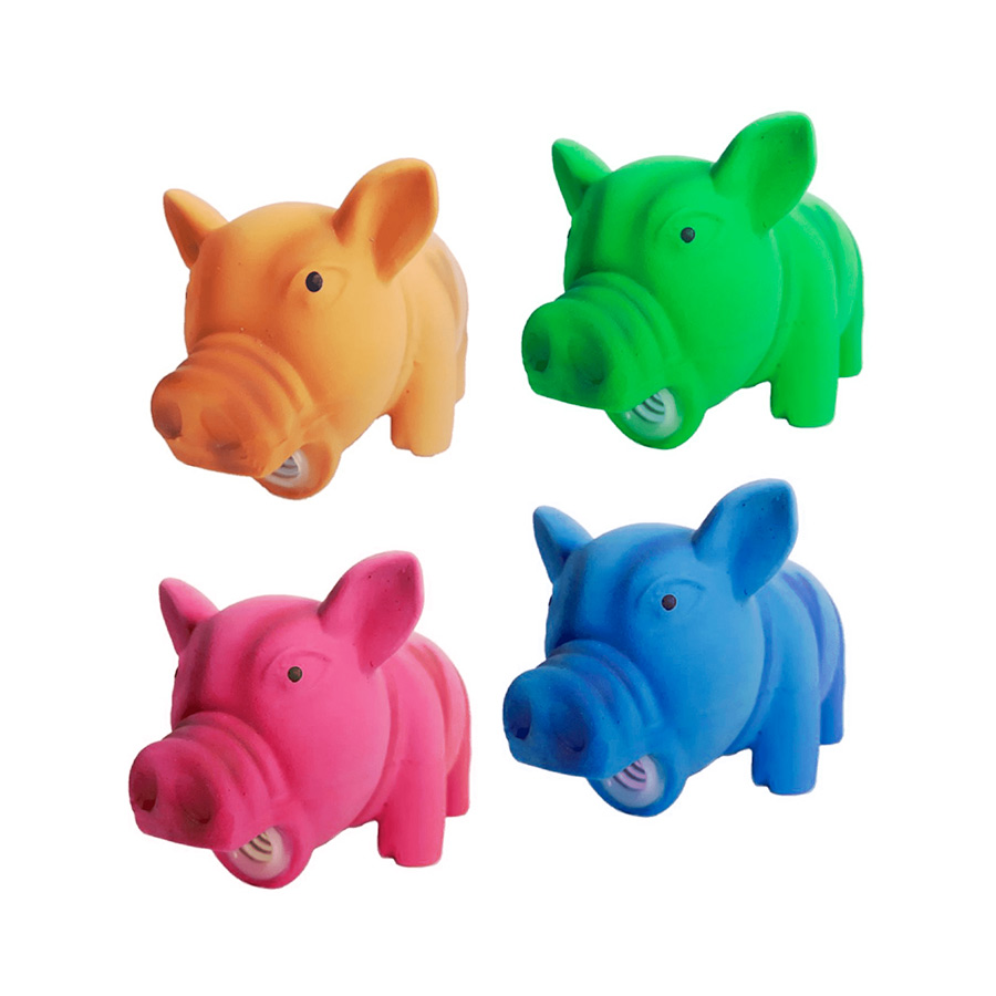 Brinquedo Chalesco Porco em Látex para Cães - Cores Sortidas
