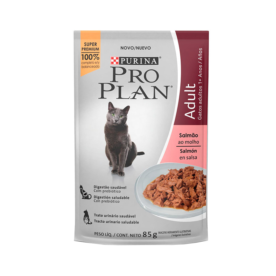 Ração Úmida Pro Plan para Gatos Sachê sabor Salmão 85g