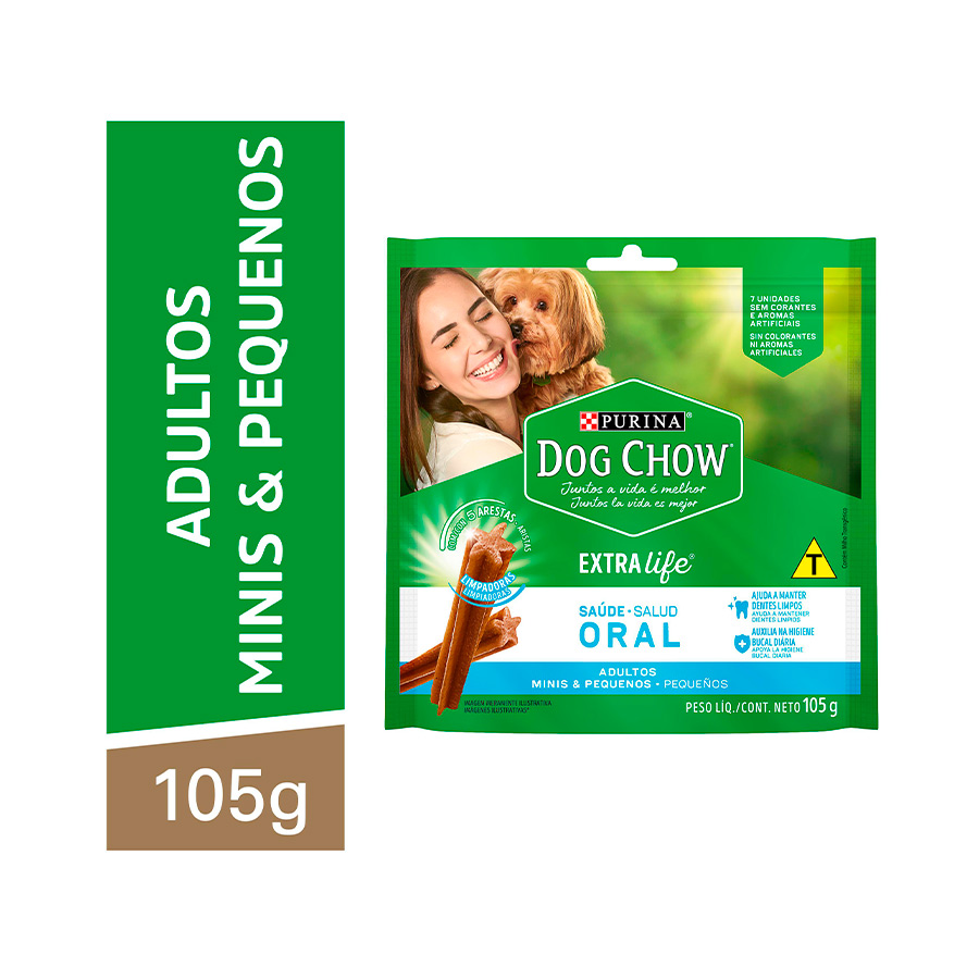 Petisco Purina Dog Chow Extra Life Saúde Oral para Cães de Porte Mini e Pequeno - 105 g