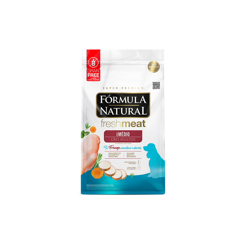 Ração Fórmula Natural Fresh Meat para Cães Adultos de Médio Porte Sabor Frango