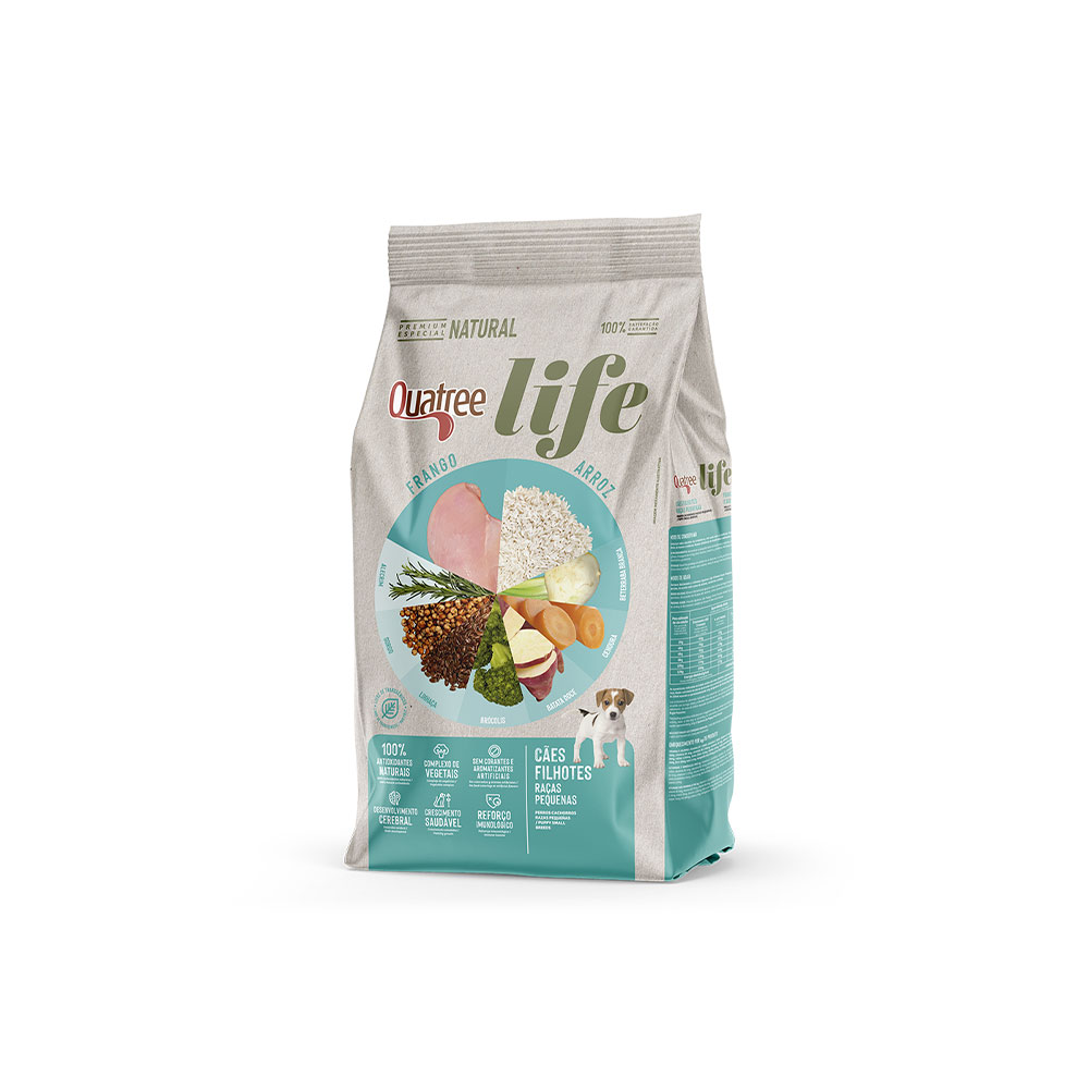 Ração Quatree Life para Cães Filhotes de Porte Pequeno Sabor Frango e Arroz