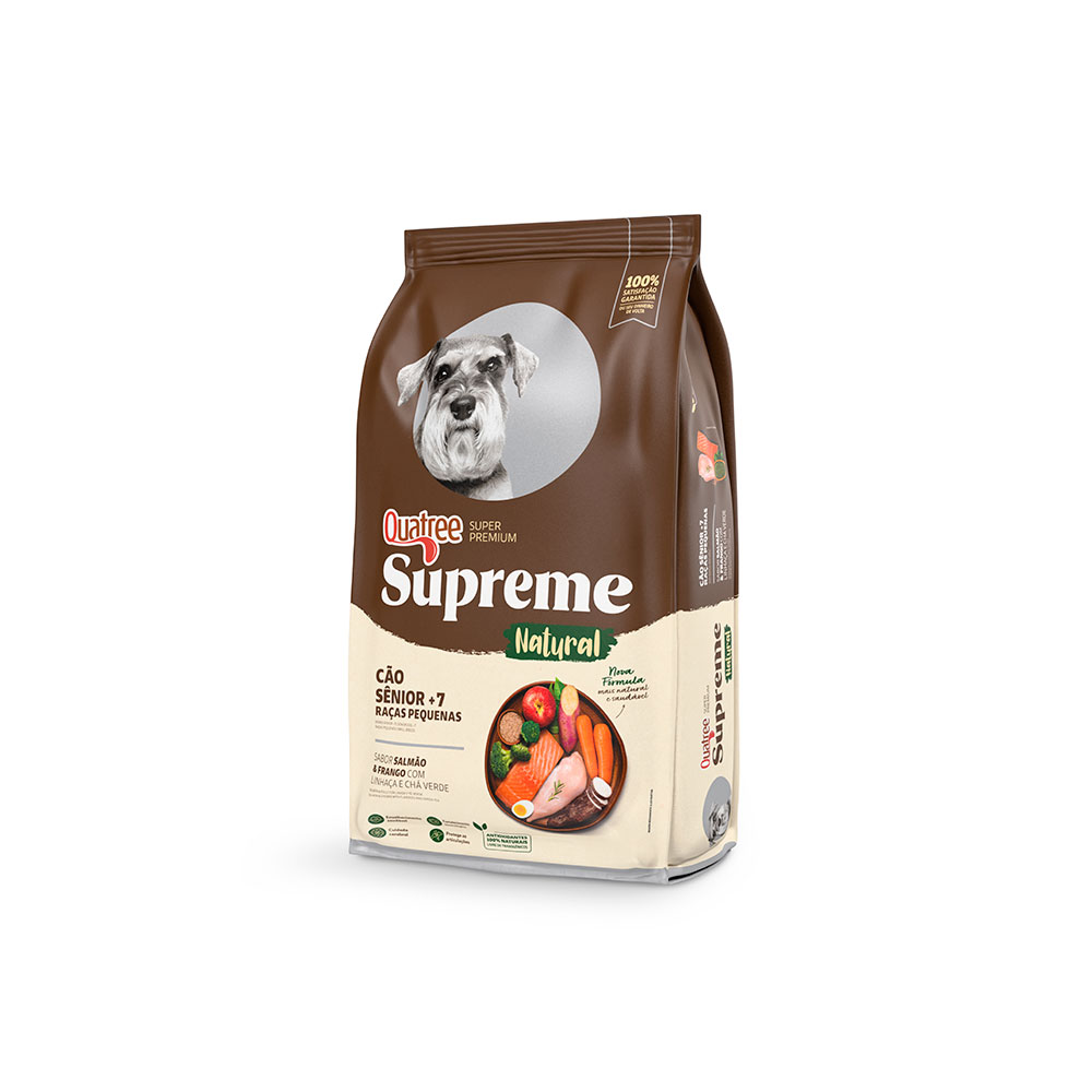 Ração Quatree Supreme para Cães Sênior +7 de Porte Pequeno Sabor Salmão e Frango