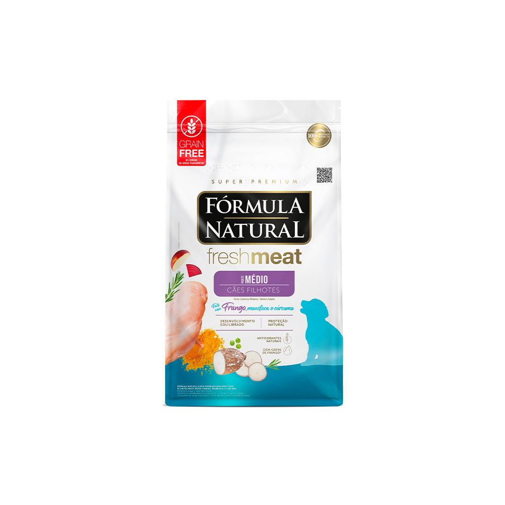 Ração Fórmula Natural Fresh Meat para Cães Filhotes de Médio Porte Sabor Frango