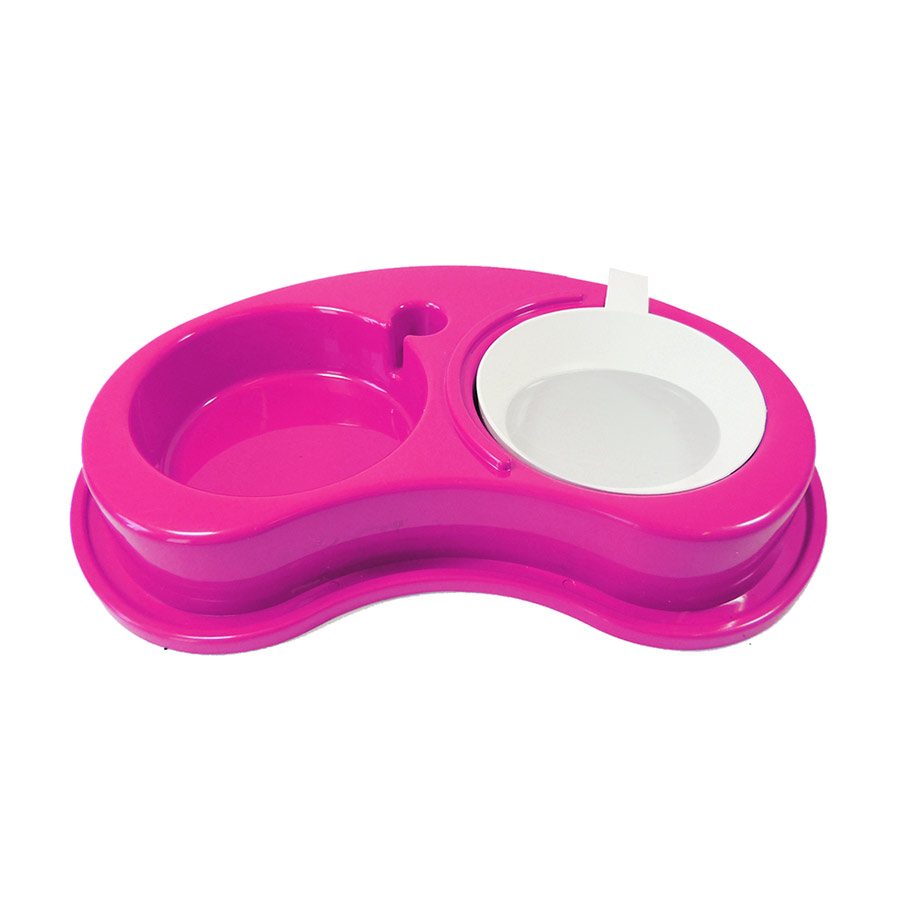 Comedouro Furacão Pet Anti Formiga Luxo Duplo Rosa para Cães