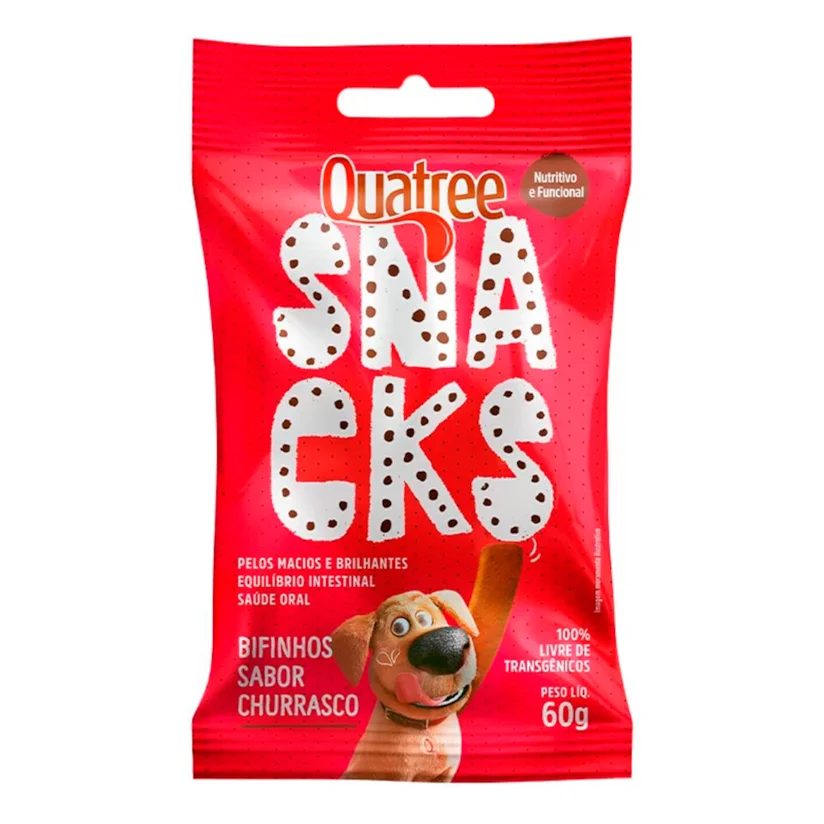 Snack Quatree Bifinho Para Cães Sabor Churrasco - 60g