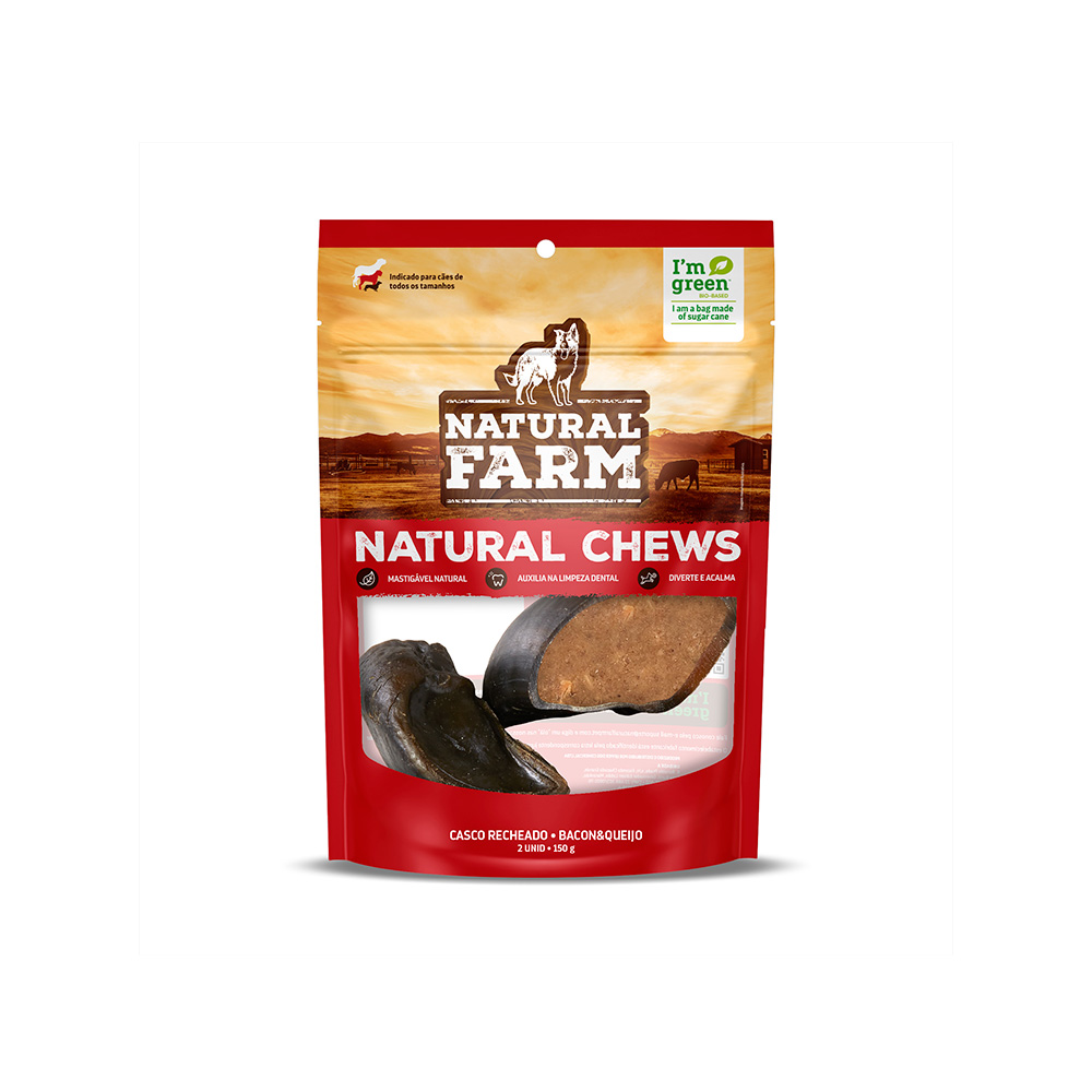 Osso Casco Bovino Bacon e Queijo com 2 Unidades para Cães Natural Farm