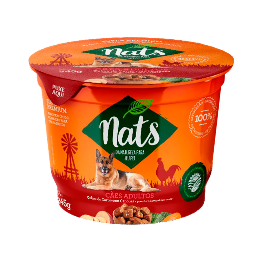 Ração Úmida Nats para Cães Adultos Sabor Carne ao Molho 245 g
