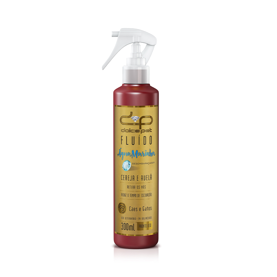 Fluído Desembaraçador Dolce Pet Água Marinha Cereja e Avelã para Cães e Gatos - 300 ml