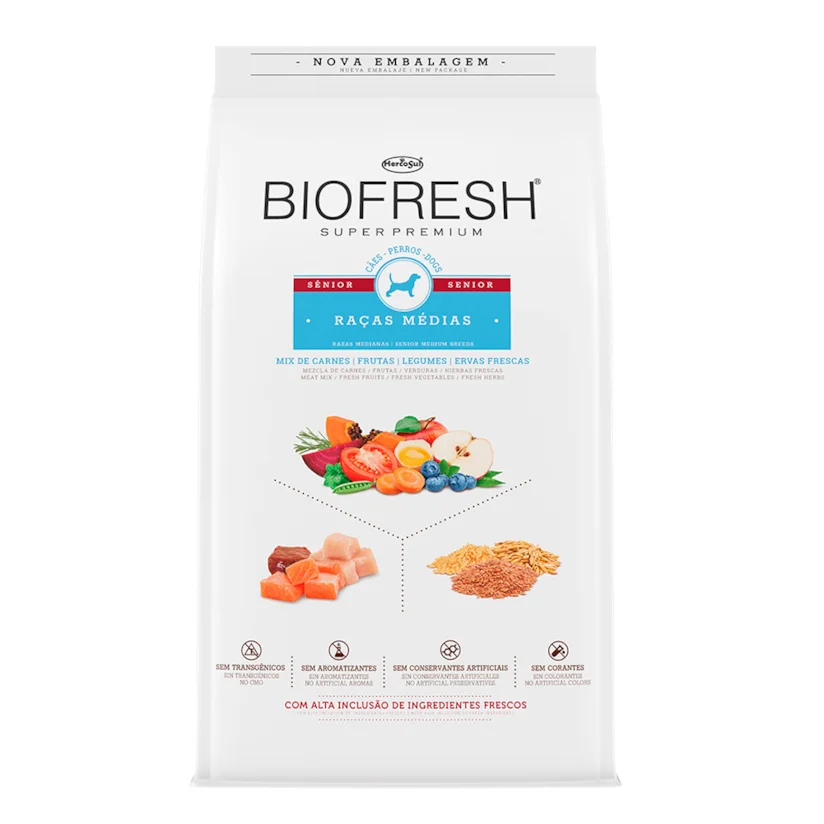 Ração Biofresh Cães Sênior Raças Médias - 3kg