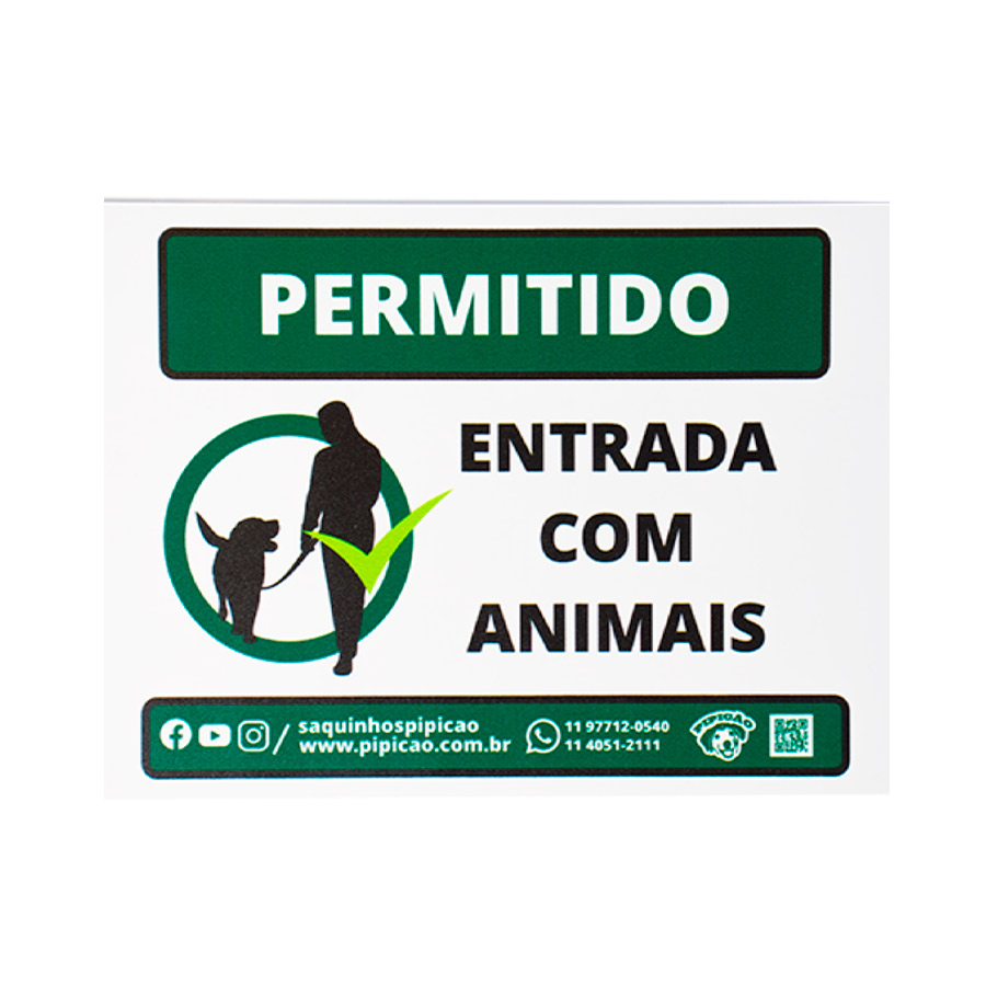 Placa Pipicão Permitido Entrada Com Animais