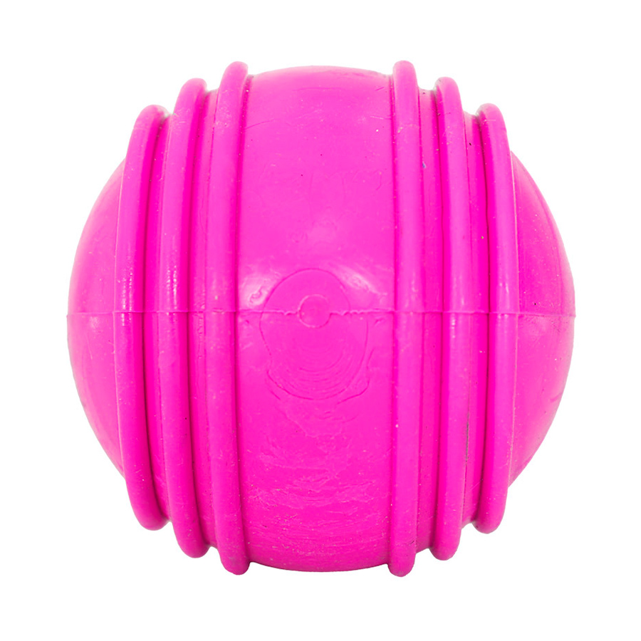 Brinquedo Furacão Pet Bola de Borracha Maciça Rosa com Friso para Cães
