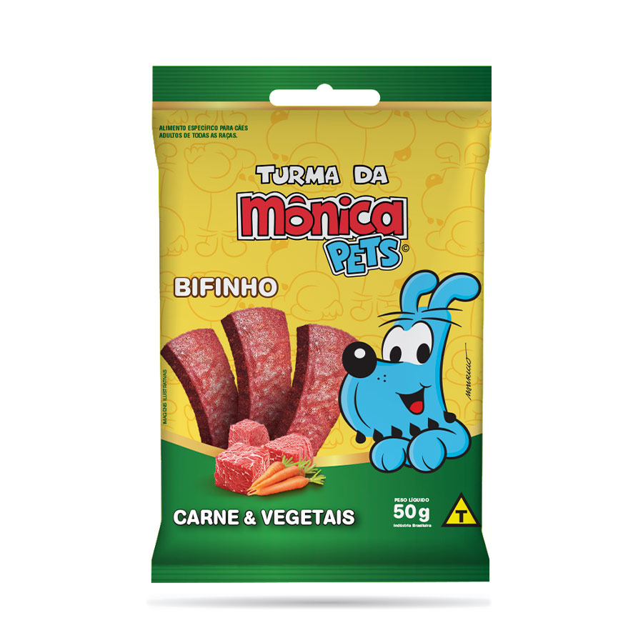 Petisco Turma da Mônica Pets Bifinho para Cães Adultos Sabor Carne e Vegetais 50 g