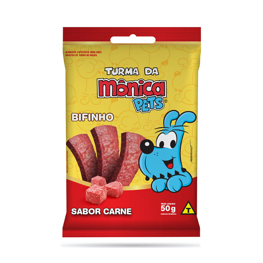 Petisco Turma da Mônica Pets Bifinho para Cães Adultos Sabor Carne 50 g