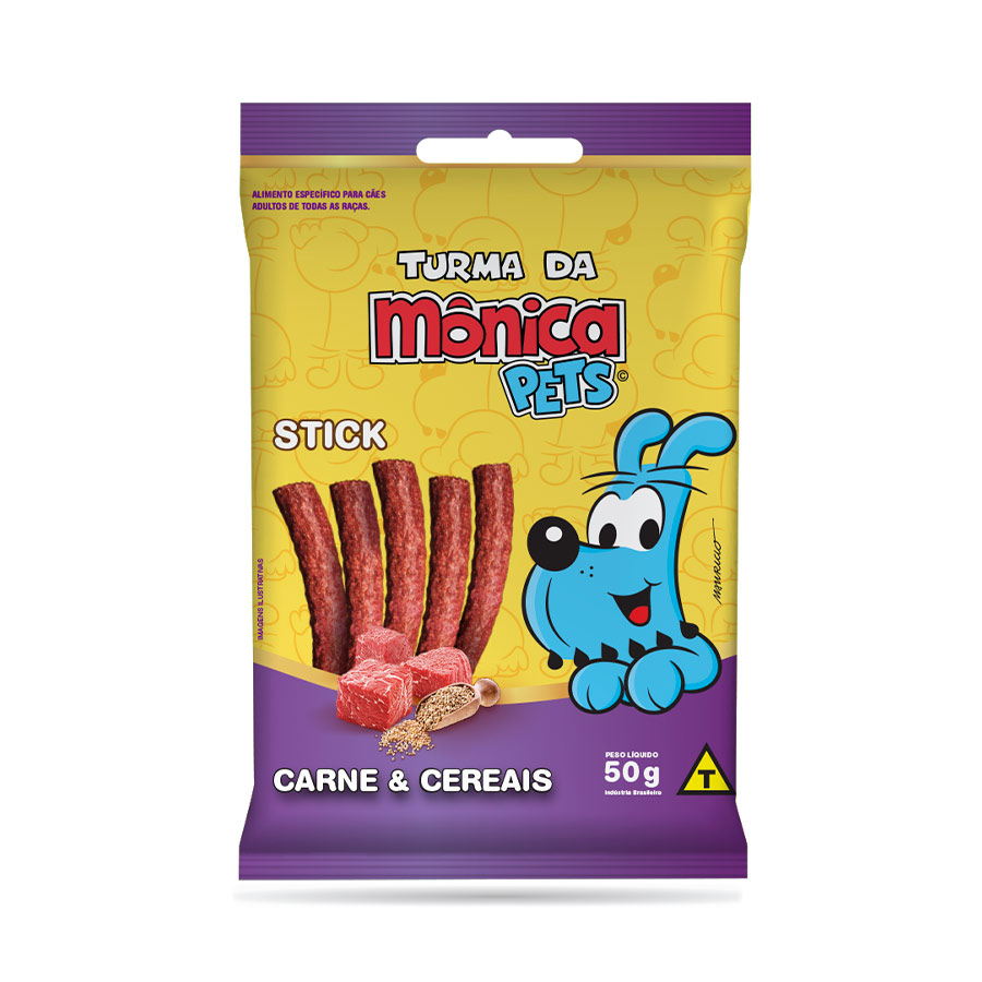 Petisco Turma da Mônica Pets Stick para Cães Adultos Sabor Carne e Cereais 50 g
