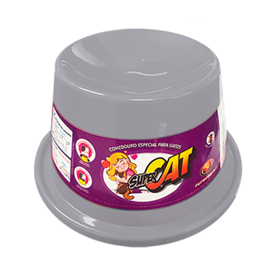 Comedouro Furacão Pet Super Cat Cinza para Gatos 200 mL