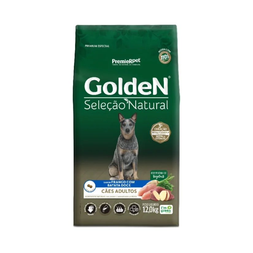 Ração Golden Seleção Natural Cães Adultos Batata Doce 12kg