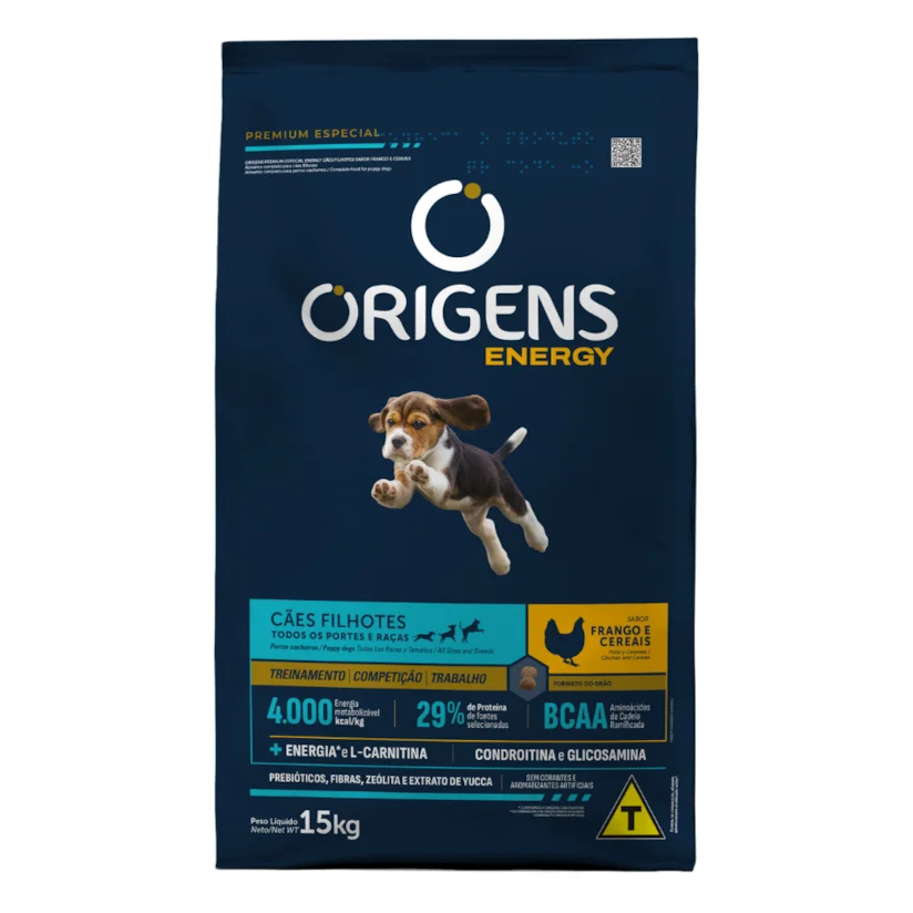 Ração Origens Para Cães Filhotes Energy Frango 15Kg