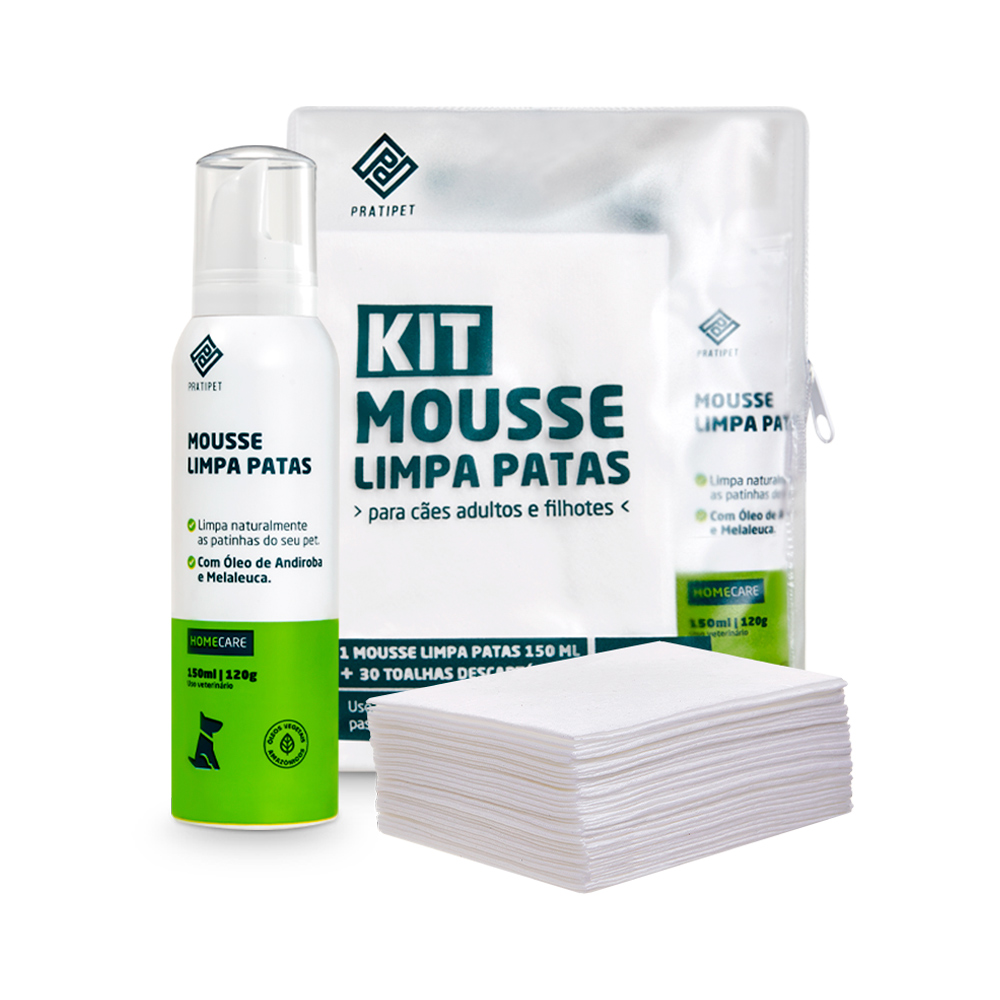 Kit Limpa Patas Pratipet Mousse e Toalhas