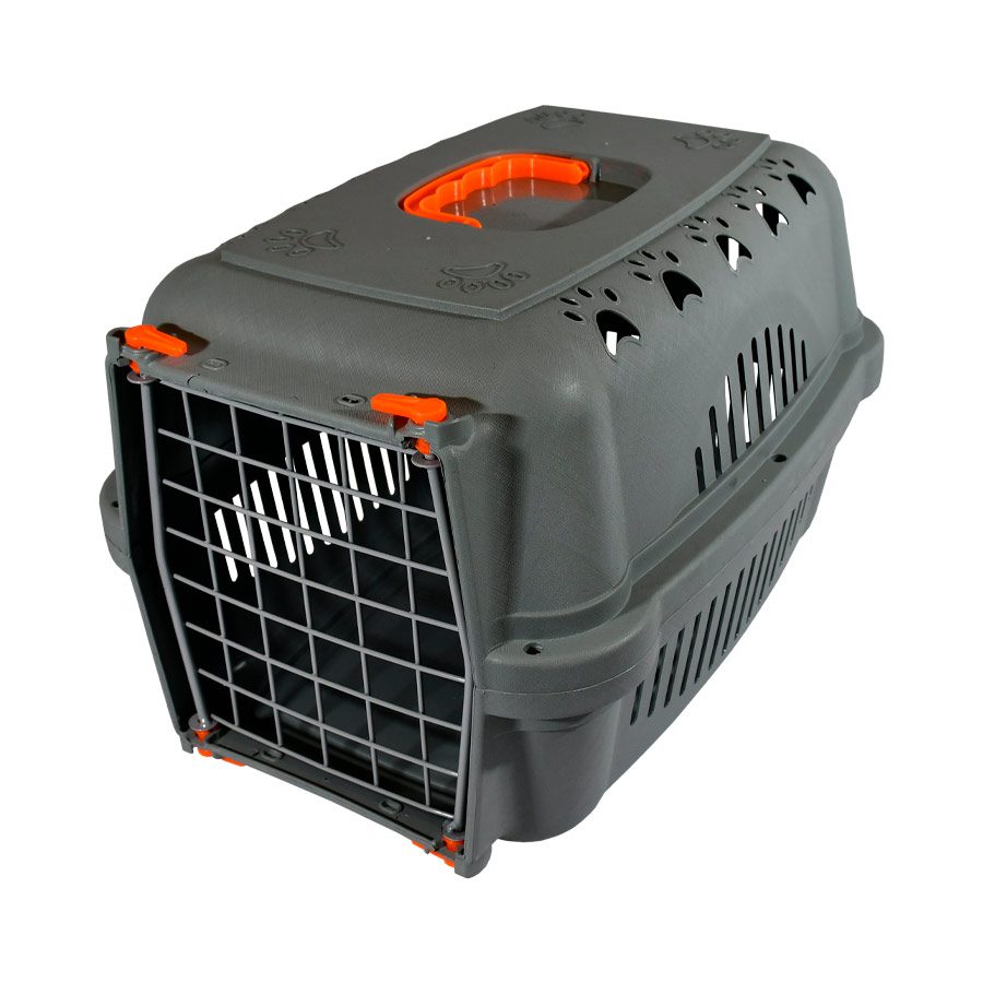 Caixa de Transporte DuraPets Laranja com Porta de Aço para Cães e Gatos