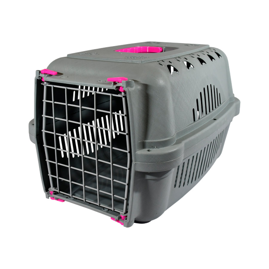 Caixa de Transporte DuraPets Pink com Porta de Aço para Cães e Gatos