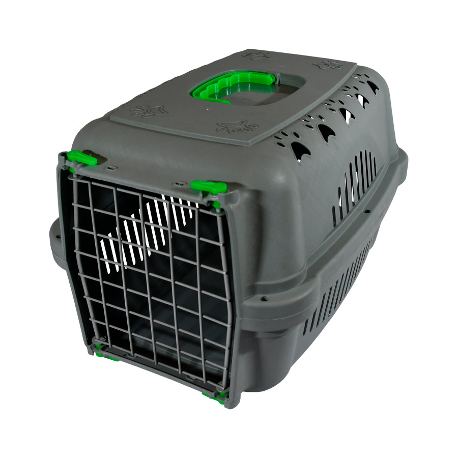 Caixa de Transporte DuraPets Verde com Porta de Aço para Cães e Gatos