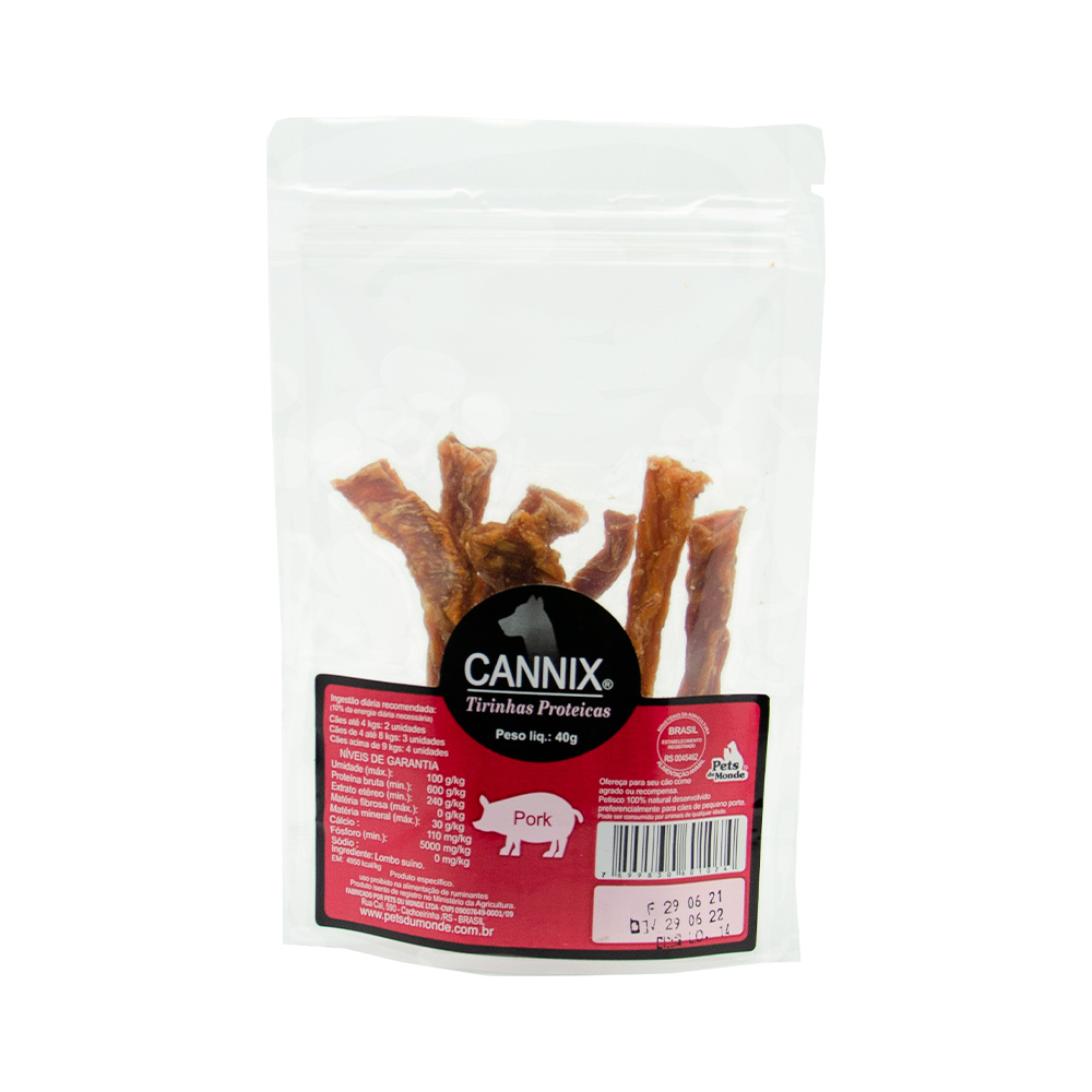 Snacks Cannix Tirinhas Proteicas Suínas para Cães 40g
