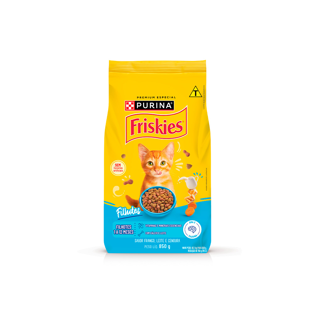 Ração Friskies para Gatos Filhotes Sabor Frango, Leite e Cenoura