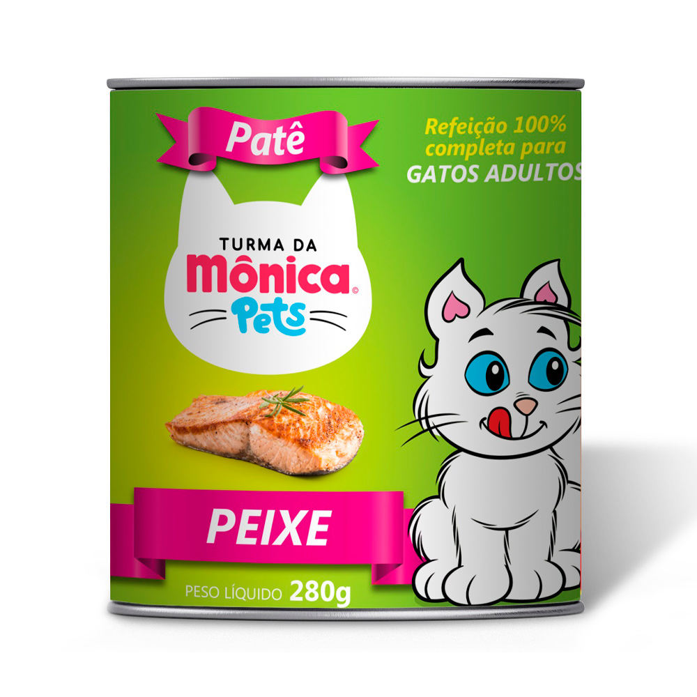 Ração Úmida Turma da Mônica Pets Patê para Gatos Adultos Sabor Peixe 280 g