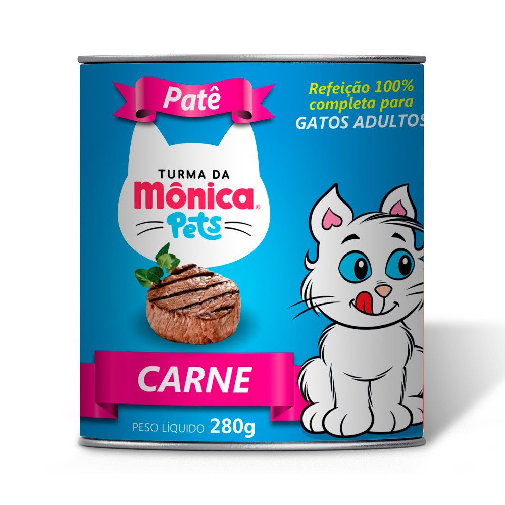 Ração Úmida Turma da Mônica Pets Patê para Gatos Adultos Sabor Carne 280 g